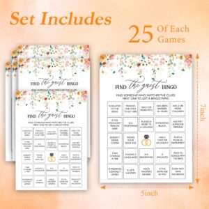 Bridal Shower Bingo Games, Find The Guest Bingo, Floral Bridal Shower Party Game Cards For Wedding Engagement Bachelorette, Fall Bridal Shower Decorations Favors Supplies, 25 Game Cards Included -09