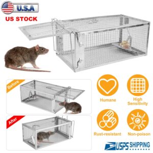 iMounTEK Humane Rart Trap Animal Steel Cage Traps, Live Animal Trap Mouse Trap Cage Humane Live Mouse Trap Reusable Metal Rat Rodent Cage Catch Release Continuous Capture for Indoor/Warehouse