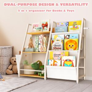 Maonlyking Kids Bookshelf and Toy Organizer, 3 Tier Bookshelf for Kids, Montessori Baby Toddler Bookshelf for Kids, Kids Bookcase, Toy Storage Organizer, for Playroom, Bedroom, Nursery