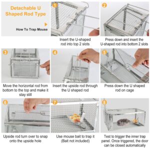 iMounTEK Humane Rart Trap Animal Steel Cage Traps, Live Animal Trap Mouse Trap Cage Humane Live Mouse Trap Reusable Metal Rat Rodent Cage Catch Release Continuous Capture for Indoor/Warehouse