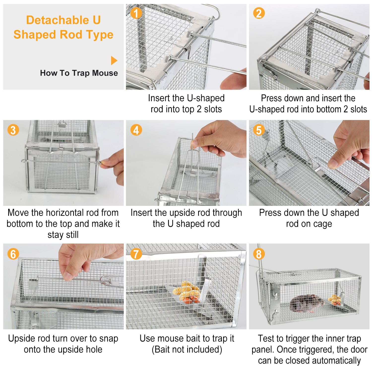 iMounTEK Humane Rart Trap Animal Steel Cage Traps, Live Animal Trap Mouse Trap Cage Humane Live Mouse Trap Reusable Metal Rat Rodent Cage Catch Release Continuous Capture for Indoor/Warehouse