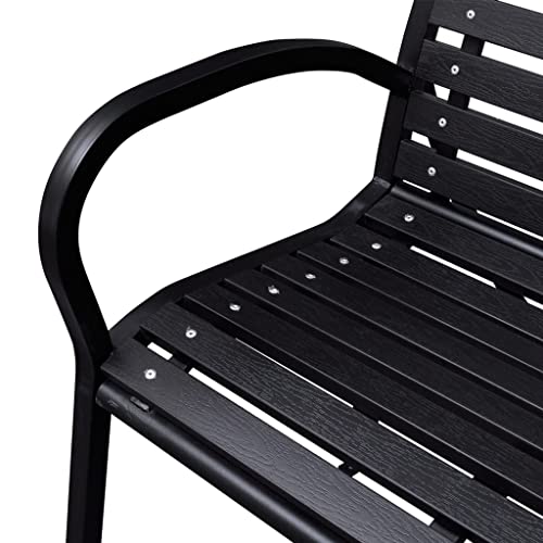 EVERSTRO Patio Bench 49.2" Steel and WPC Black,3Seater Patio Bench: WeatherResistant Outdoor Seating for Parks and Gardens Garden Furniture, Outdoor Seating