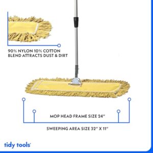 24 Inch Yellow Dust Mop with Metal Handle and 24 Inch Dust Mop Refill Bundle - 6 Mop Sets and 6 Refills