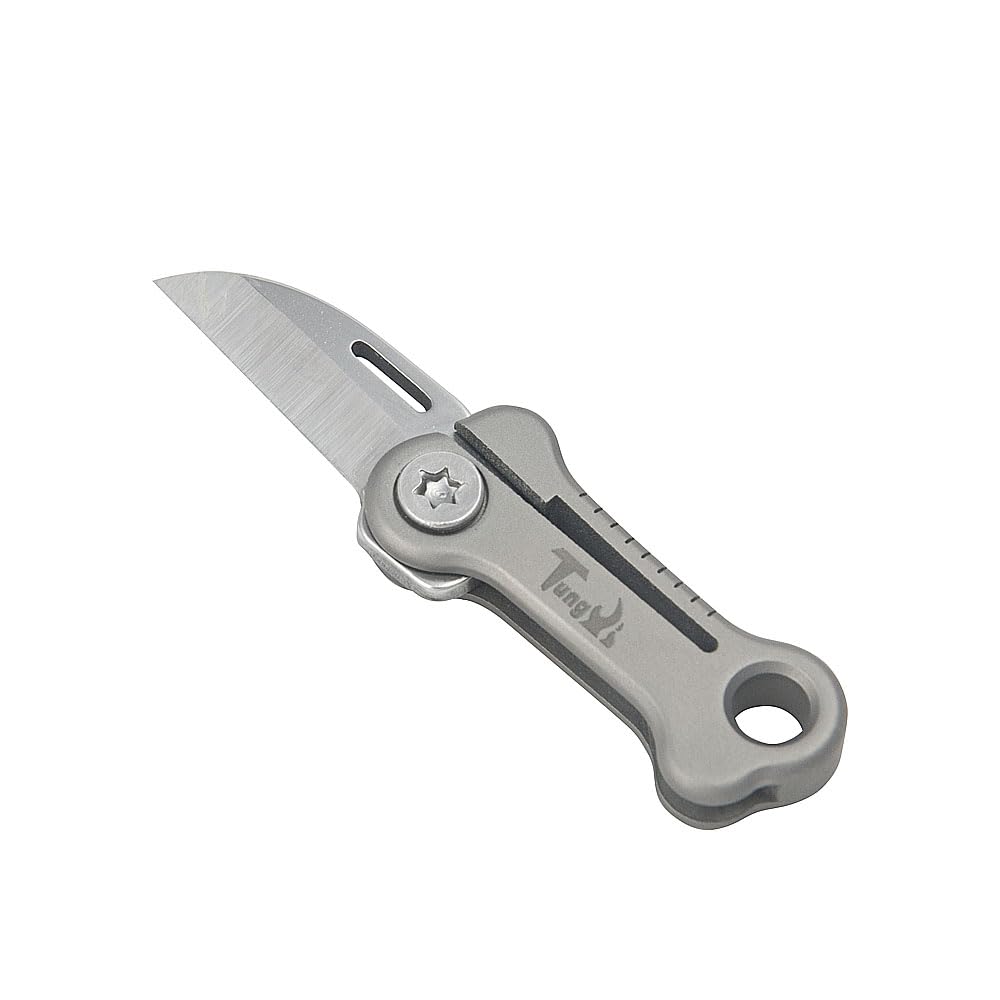 Tungyi Mini Folding Pocket Knife, EDC Tiny Package Knife, 0.8" Stainless Steel Blade with Titanium Handle, Ultra Compact and Lightweight