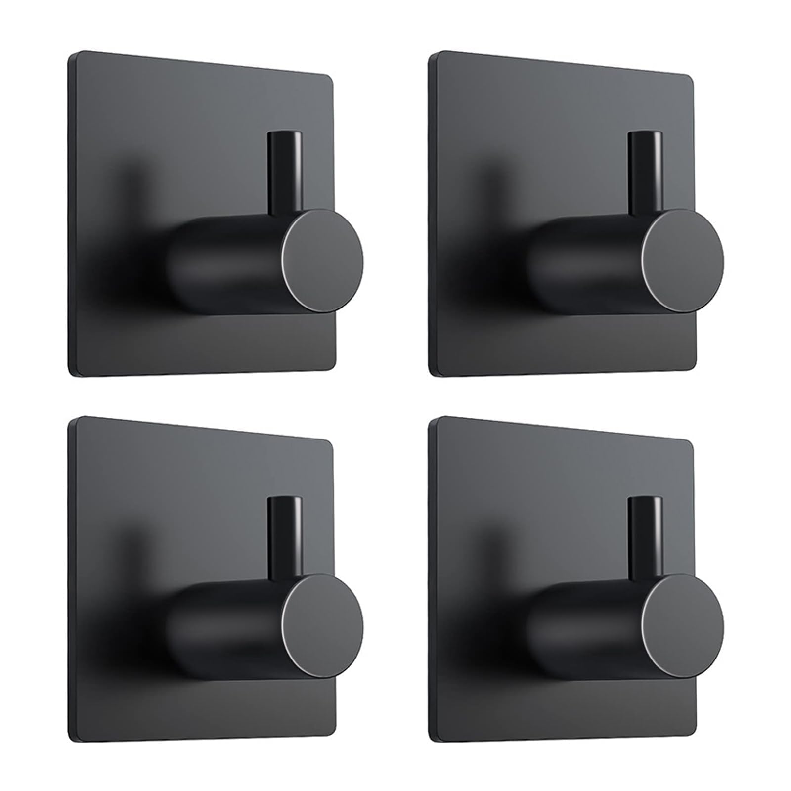 Thaijoy Adhesive Hooks - 4 Pack，Heavy Duty Waterproof Towel Hooks，SUS304 Stainless Steel Adhesive Coat Hooks，for Bathroom, Kitchen, Office, School Black Shower Hook Hanger