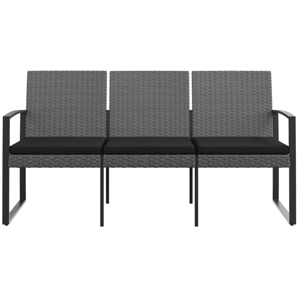 EVERSTRO 3-Seater Patio Bench with Cushions Dark Gray PP Rattan,3Seater Patio Bench: Durable and Comfortable Outdoor Seating Garden Furniture, Outdoor Seating