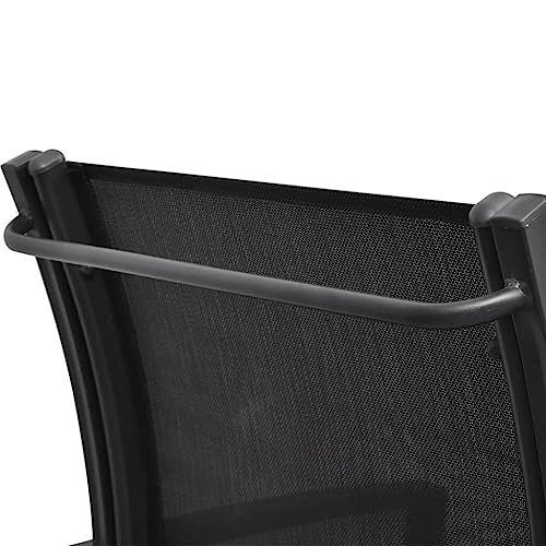 EVERSTRO 2 Seater Patio Bench 51.6" Steel and Textilene Black,Contemporary Double Outdoor Patio Chair with GlassTop Shelf in Black Garden Furniture, Outdoor Seating