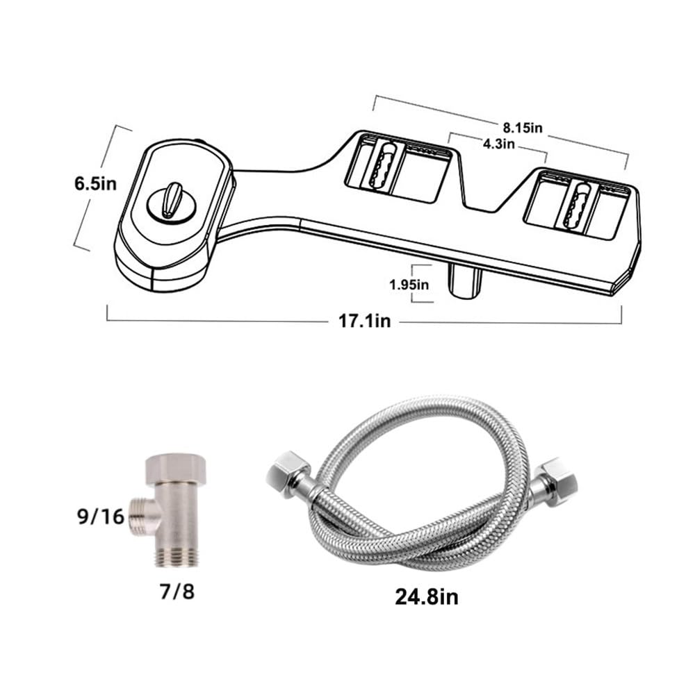 RADAAB Bidet Attachment for Toilet, Dual Nozzle with Self-Cleaning Bidet Toilet Seat (Frontal/Rear Wash) for Toilet Bathroom Bidet Toilet Sprayer