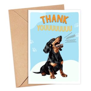 GreenStar Gifts Dachshund Dog Card, Dog Thank You Card, Cute Pun Thank You Card For Him Her, For Friends, Teacher, Boss, Coworker, Dog Lover Gift, Veterinarian Thank You Gift, Dachshund Dog Lover