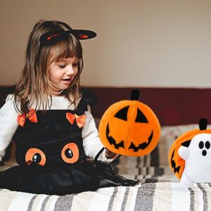 GYNAKJ Halloween Pumpkin Ghost Plush Toy with Zipper – Cute Jack-o’-Lantern Ghost Pillow Decoration – Soft and Cuddly for Boys and Girls Plush Toy