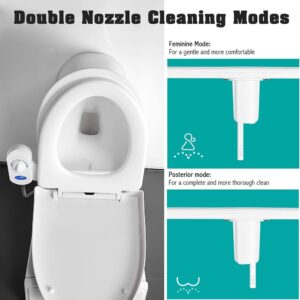 RADAAB Bidet Attachment for Toilet, Dual Nozzle with Self-Cleaning Bidet Toilet Seat (Frontal/Rear Wash) for Toilet Bathroom Bidet Toilet Sprayer