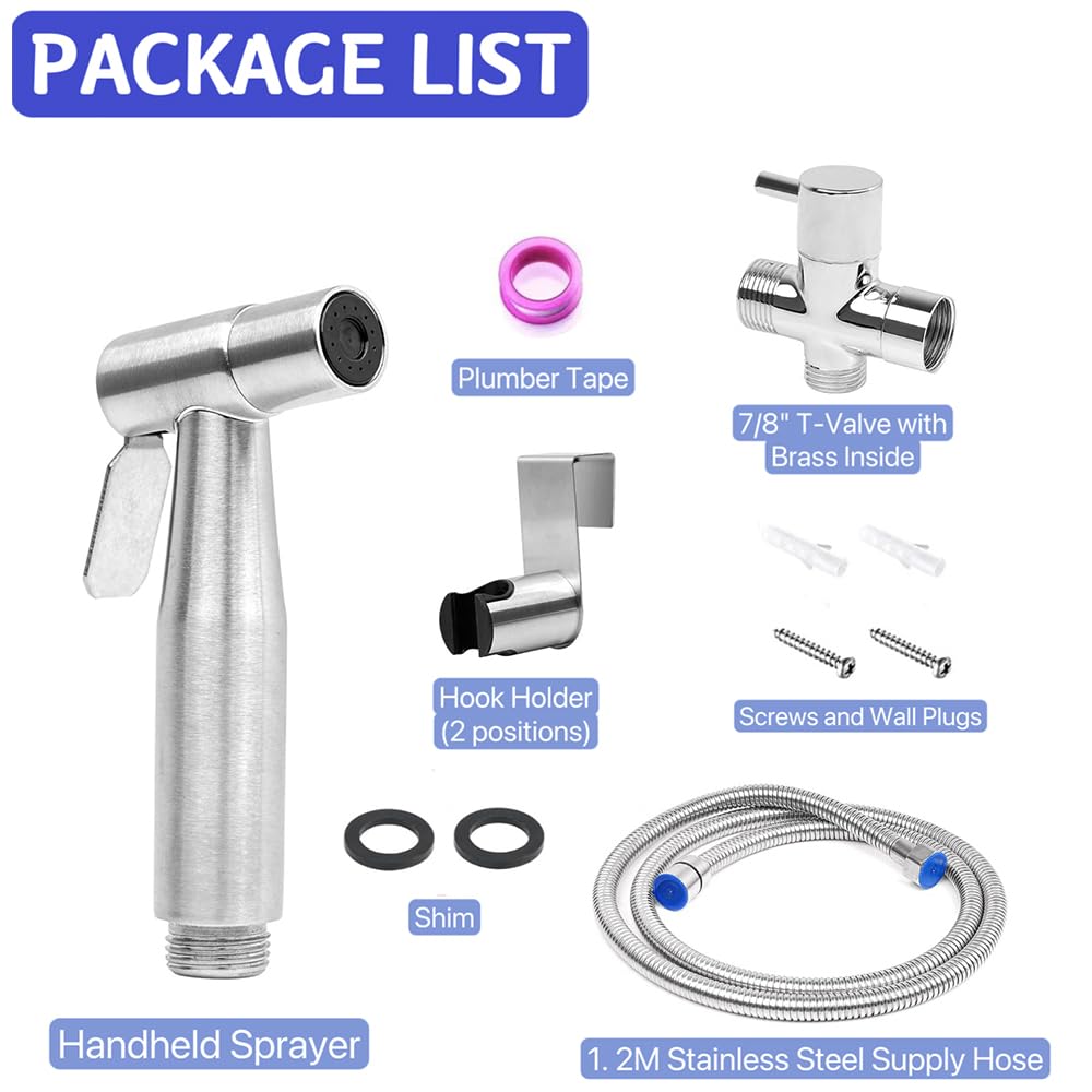 Bidet Sprayer for Toilet,Handheld Sprayer Kit,Stainless Steel Cloth Diaper Sprayer Set with Bidet Hose for Feminine Baby Wash