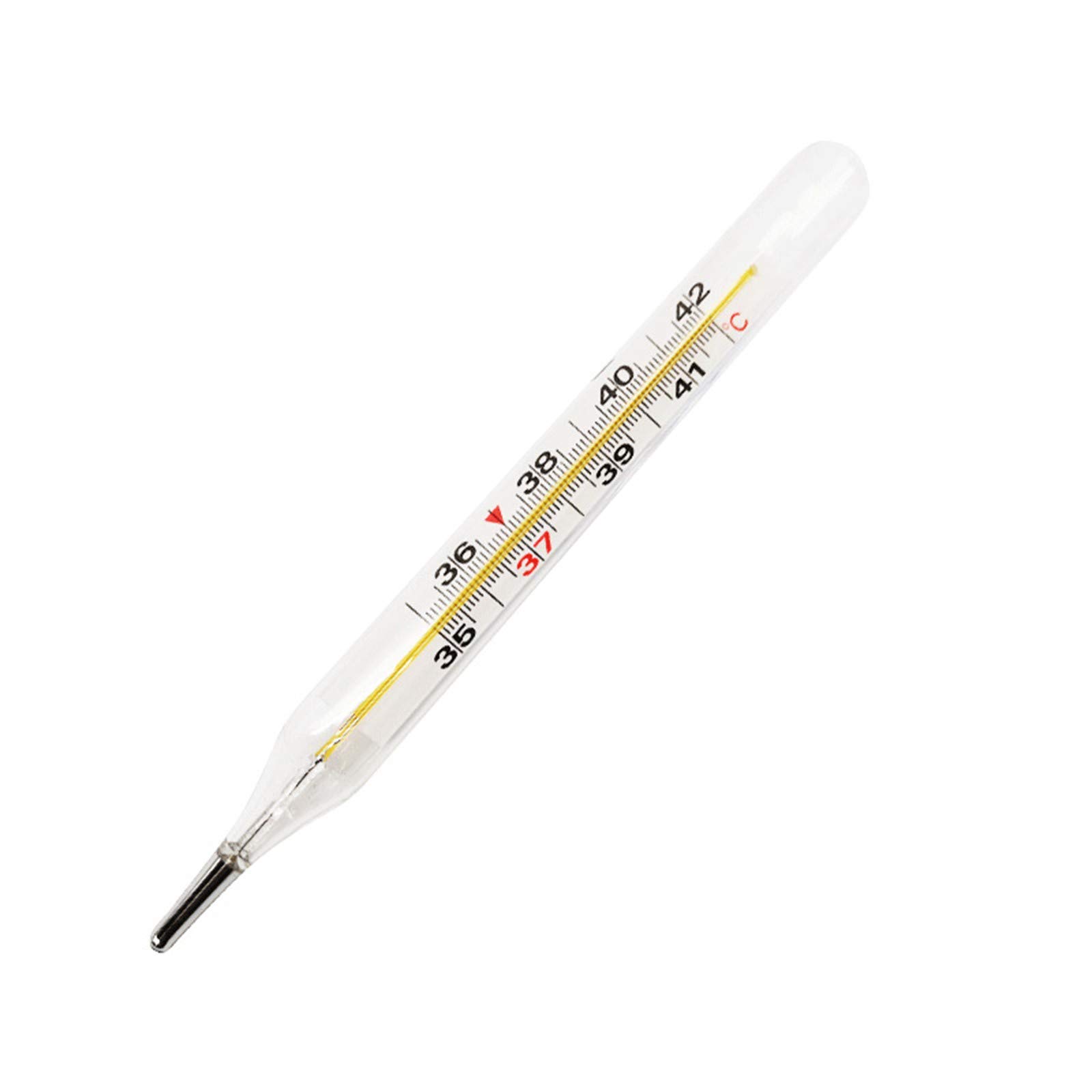 Glass Thermometer, Mercury Free ClinicTraditional Temperature Thermometer, 35-42 Degree Celsius Thermometer Wireless Oral Thermometer Probe for Underarm Oral Anal 2ML