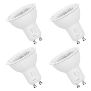 luxrite gu10 led bulbs dimmable, 50w halogen equivalent, 5 color selectable 2700k-5000k, 6.5 watt, 500 lumens, 120v spotlight led bulb gu10, enclosed fixture rated (4 pack)