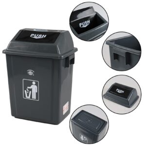 AnnkkyUS 6 Gallon Plastic Garbage Cans with Swing Lid, 4 Pack Grey Plastic Trash Can