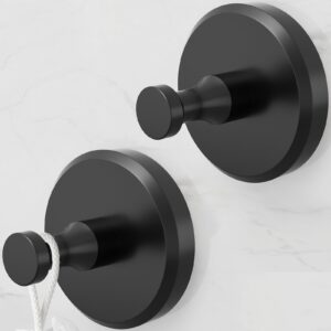 juyson suction cup hooks for shower, bathroom shower suction hooks for windows, glass, mirror, tile, adhesive towel hook for hanging, loofah, robe, matte black, 2 pack