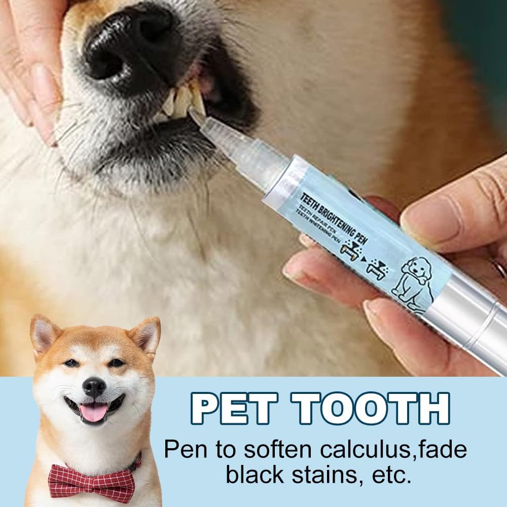 Pet Toothbrush Pen, Upgrade Dog Teeth Cleaning Pen Pet Teeth Repairing Kit, Cat/Dog Tooth Whitening & Cleaning Teeth Brightening Pen for Dog Cats Dental Care Fresh Breath