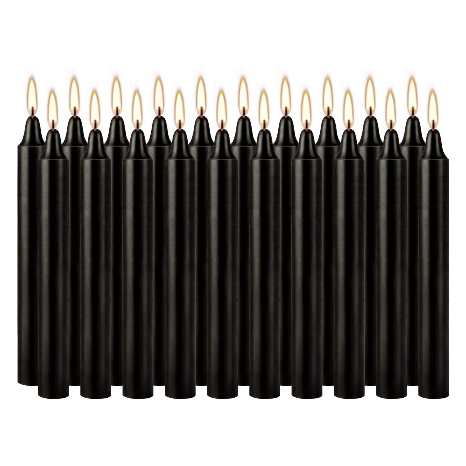 Unscented Black Taper Candles, 4 Inch, 20 Pcs, Smokeless Candles for Dinners, Parties, Ceremonies, Shabbat, 1.5 Hours