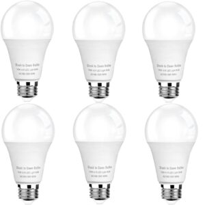 geplad 6 pack dusk to dawn light bulbs outdoor, sensor a19 led light bulb, auto on/off photocell automatic for outdoor lighting, 5000k daylight,1,100 lumens