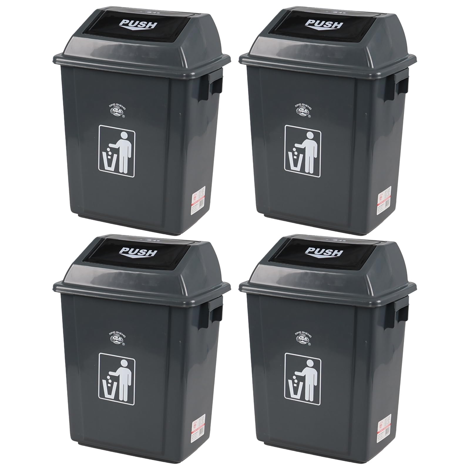 AnnkkyUS 6 Gallon Plastic Garbage Cans with Swing Lid, 4 Pack Grey Plastic Trash Can