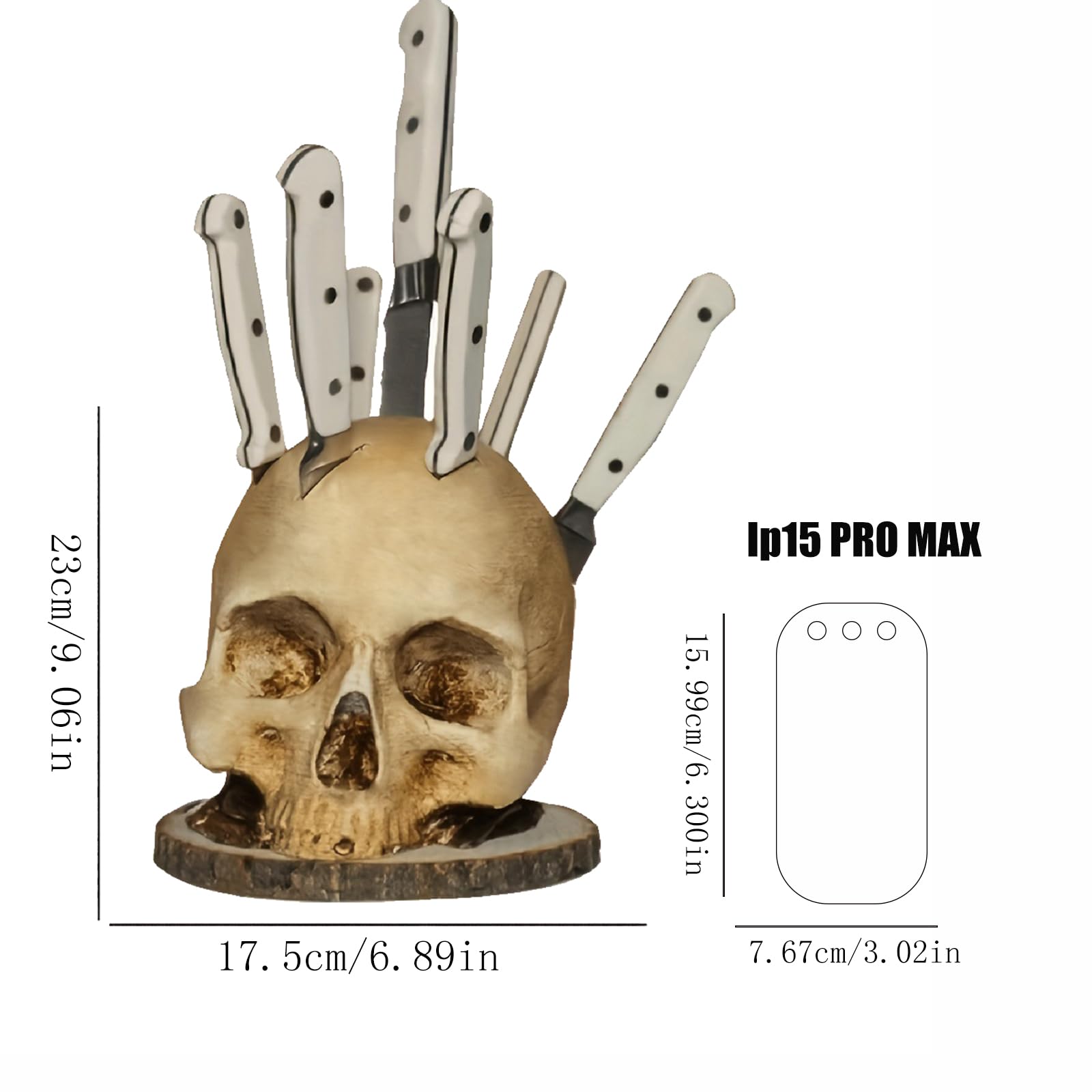 Large Skull Knife Holder For Kitchen Storage,Resin Skull Knife Stand,Horror Kitchen Storage Head Rack Kitchen,Head Shape Knife Holder,Halloween Skull Ornaments Gifts,6.89 * 9.06In