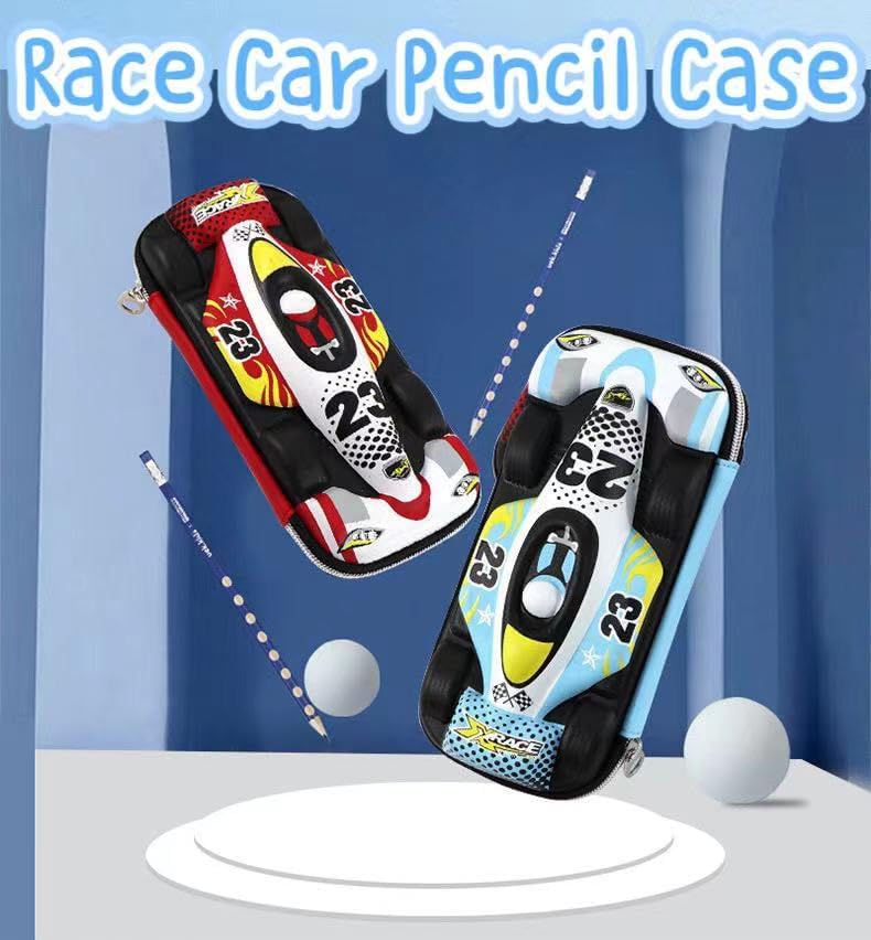 XZR Cool Pen Case Box Bag Stocking Stuffers Large Capacity Organizer Cool Supercar Race Car Pencil Bag Storage Box EVA Material Nice Gift (Red)