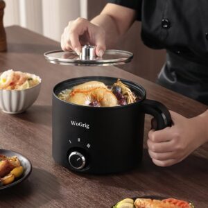 1.8L Electric Hot Pot，Ramen Cooker, Dual power supply Mini Portable Multi-Functional Lazy Pot for Pasta, Noodles, Egg, Soup,Rice，Non-Stick Noodle Cooker with Boil Dry Protection for Dorm, Office