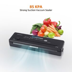 DIKEIBAS Vacuum Sealer Machine | Powerful 85kPa Suction | Bags and Cutter Included | Compact One-Touch Automatic Food Sealer with External Vacuum System | Preserve Freshness, Prevent Freezer Burn