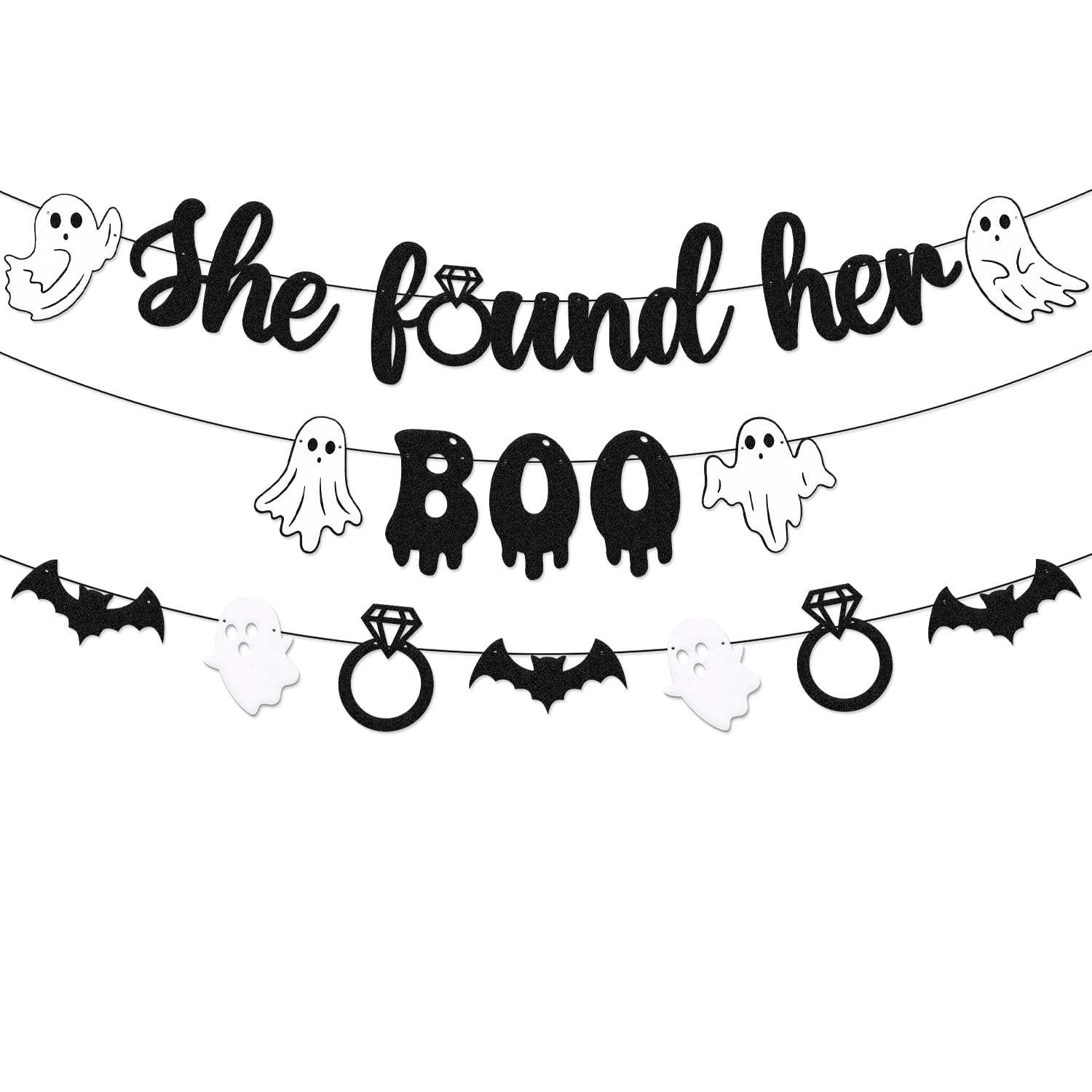 She Found Her Boo Banner Halloween Bachelorette Banner Halloween Bridal Shower Decorations Ghost Bats Spooky Theme Boochelorette Bridal Shower Engagement Wedding Party Supplies