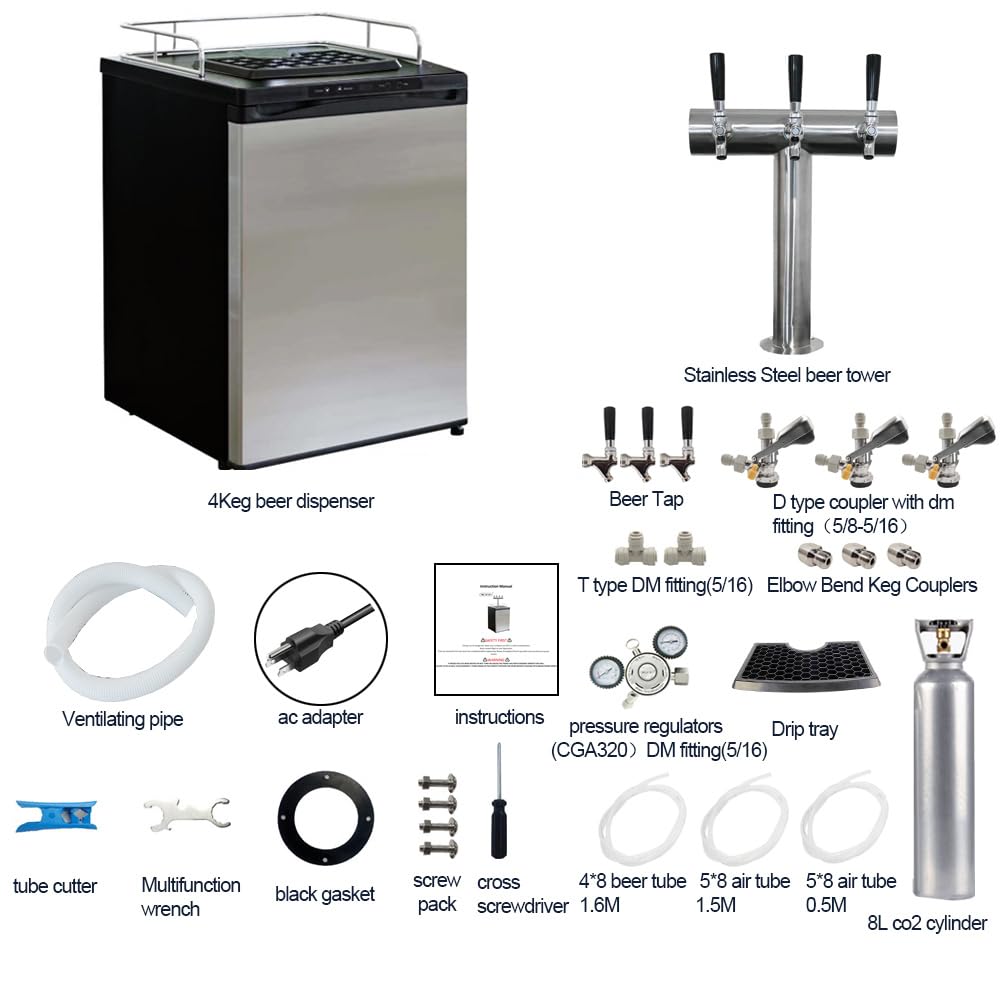 TWELVETAP- 4 Keg Capacity beer dispenser-Three Tap Stainless Steel Kegerator-Designed for Homebrewers