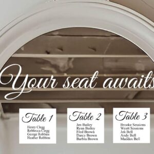 Wedding Seating Chart Decal Wedding Sign Decor DIY Wedding Decals Seating Chart Mirror Decal Wedding Vinyl Your Seat Awaits Sticker Vinyl Decal