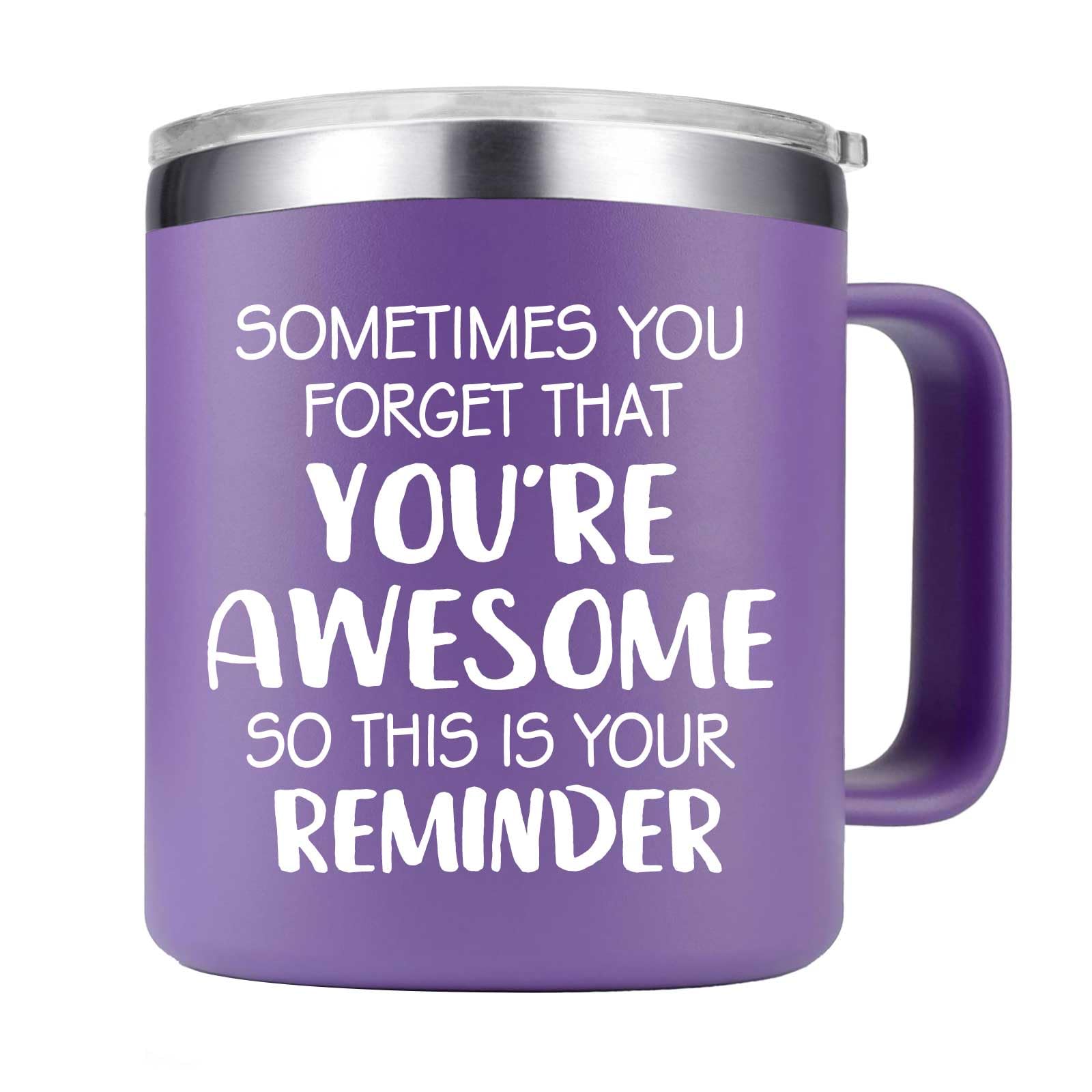 Birthday Gifts for Women Who Have Everything - Sometimes You Forget You Are Awesome Gifts for Women Sister - Christmas Gifts for Mom from Daughter Purple Mug Gifts Baskets for Women Fun Teacher Gifts