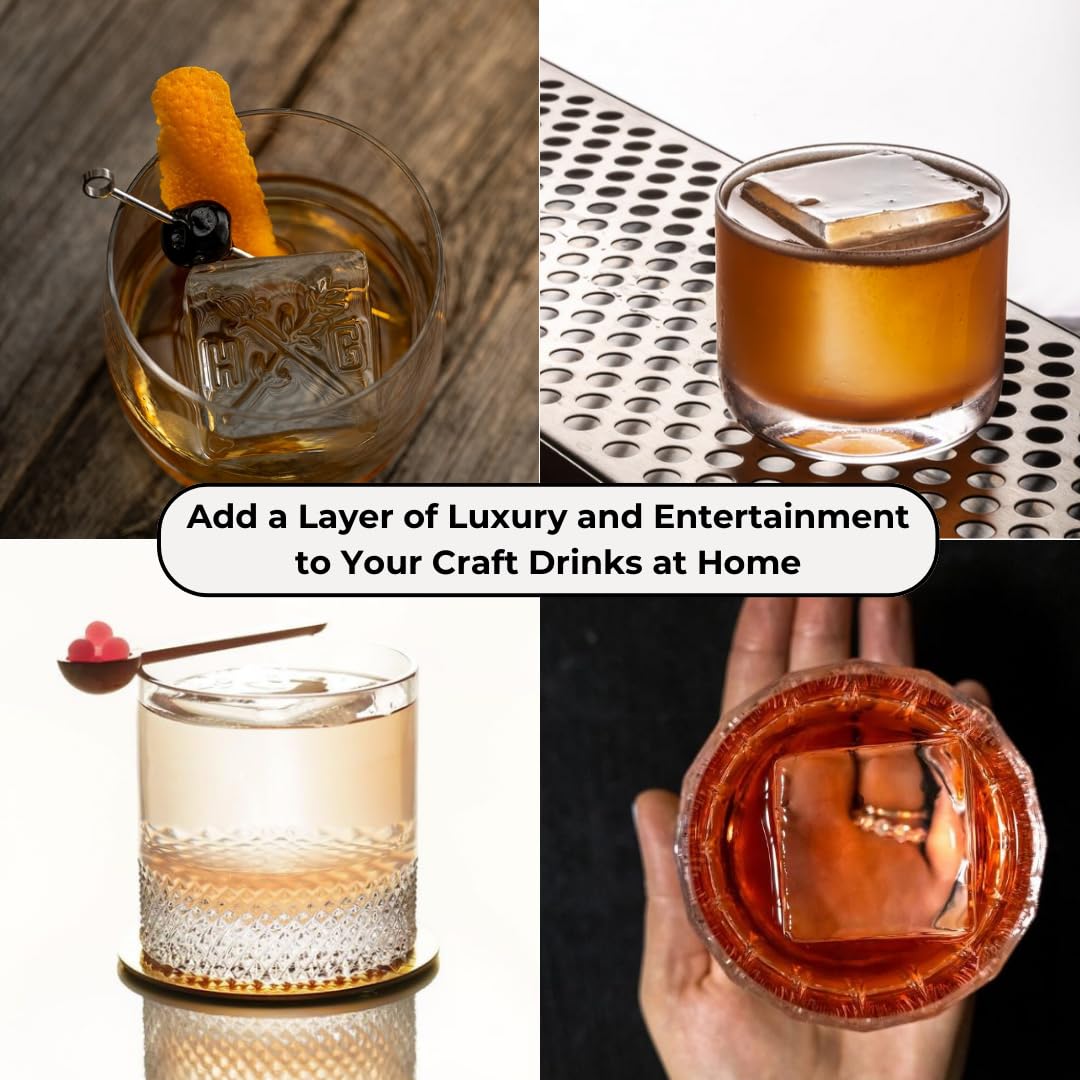 Klaris Clear Ice Maker - 4 Large, 2" Crystal Clear Ice Cubes for Craft Cocktails, Whiskey & Bourbon | Sleek, Compact Counterop Ice Maker | Stainless Steel Shell | Reusable Ice Tray | Delayed Start