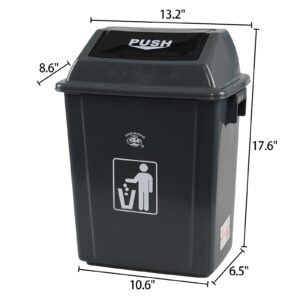 AnnkkyUS 6 Gallon Plastic Garbage Cans with Swing Lid, 4 Pack Grey Plastic Trash Can