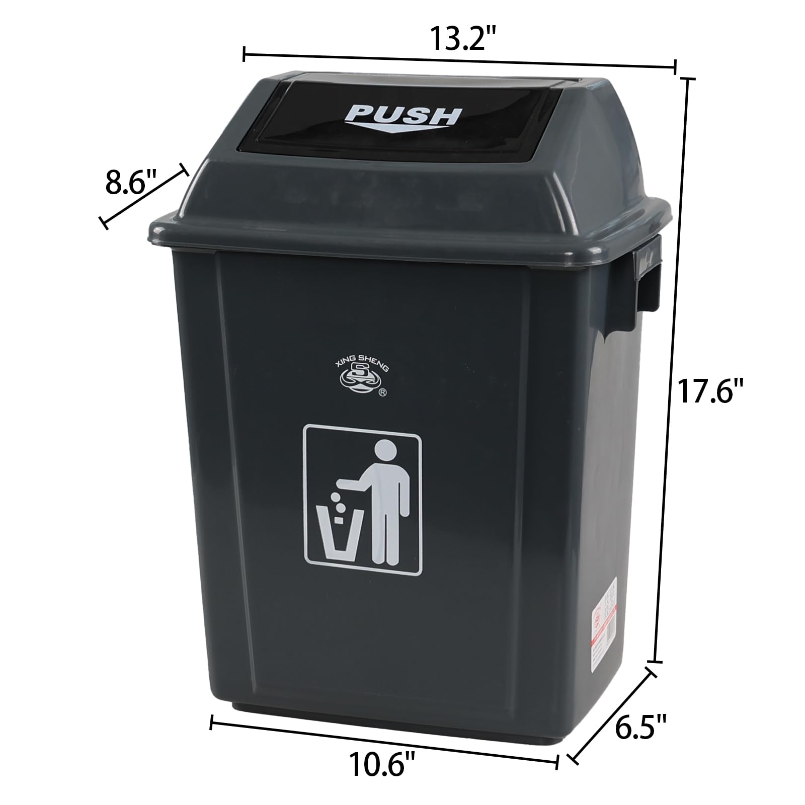 AnnkkyUS 6 Gallon Plastic Garbage Cans with Swing Lid, 4 Pack Grey Plastic Trash Can