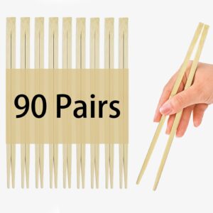 sshan bamboo chopsticks disposable - individually wrapped disposable chop sticks, solid no splinter japanese chopsticks (90 pairs)