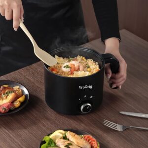 1.8L Electric Hot Pot，Ramen Cooker, Dual power supply Mini Portable Multi-Functional Lazy Pot for Pasta, Noodles, Egg, Soup,Rice，Non-Stick Noodle Cooker with Boil Dry Protection for Dorm, Office