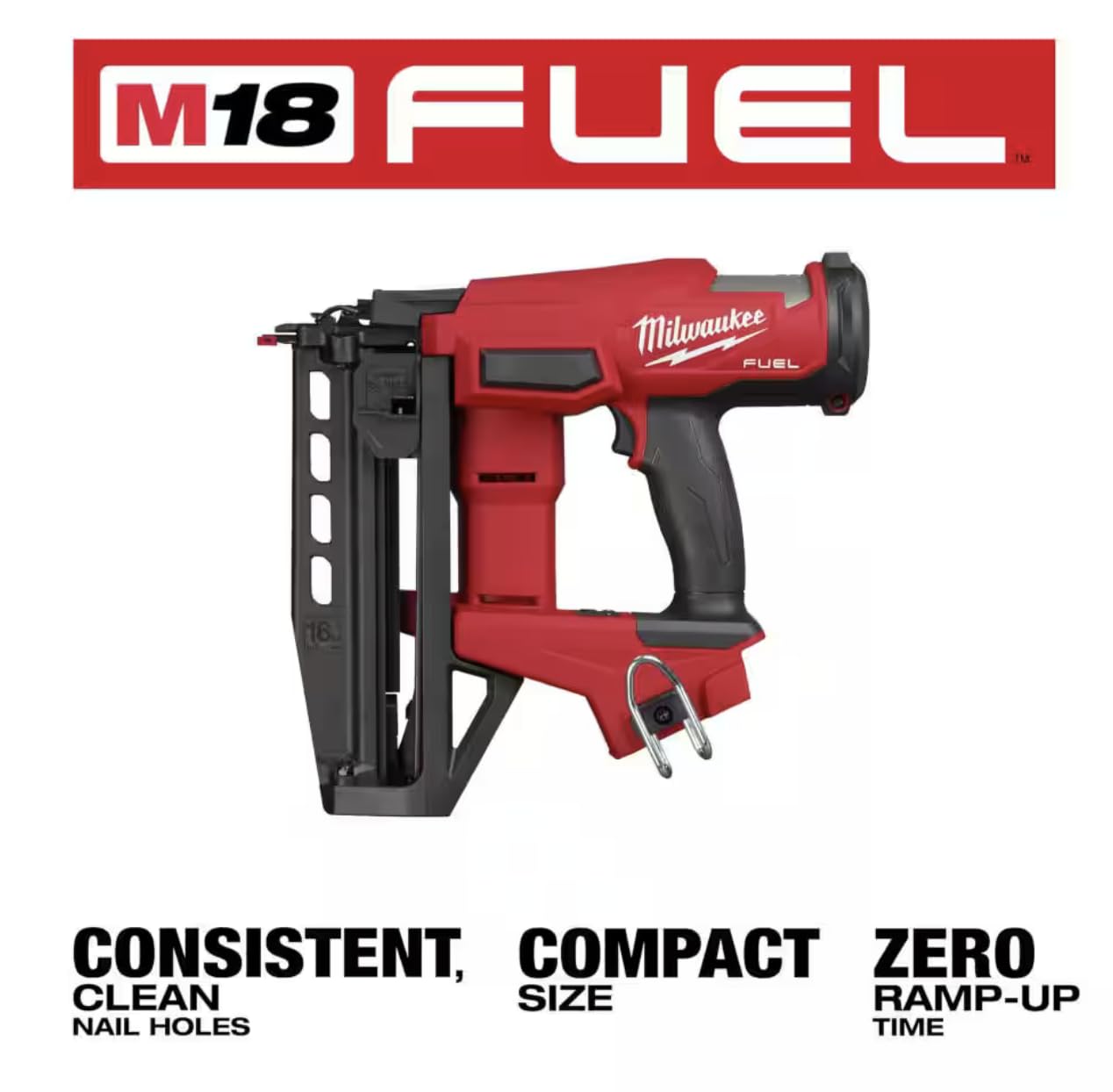 Milwaukee 3020-20 M18 FUEL 18-Volt Lithium-Ion Brushless Cordless Gen ll 16-Gauge Straight Finish Nailer (Tool Only)