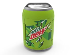 curtis mis604md mountain dew branded shaped 6 can mini personal fridge cooler-w l: 10.20" x h: 14.53 (green)