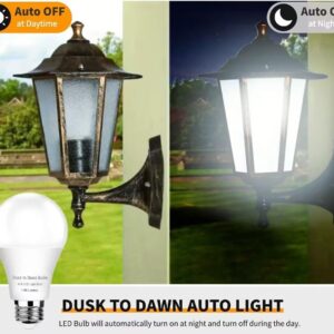 GEPLAD 6 Pack Dusk to Dawn Light Bulbs Outdoor, Sensor A19 LED Light Bulb, Auto on/Off Photocell Automatic for Outdoor Lighting, 5000K Daylight,1,100 Lumens