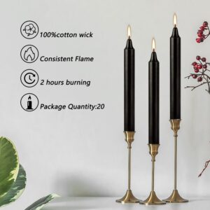 Unscented Black Taper Candles, 4 Inch, 20 Pcs, Smokeless Candles for Dinners, Parties, Ceremonies, Shabbat, 1.5 Hours