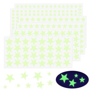 514 PCS Glow in The Dark Stars Wall Stickers for Ceiling, 4 Sizes Glowing Wall Decals Decor Stickers, 3D Green Glowing Stars for Room Decorations