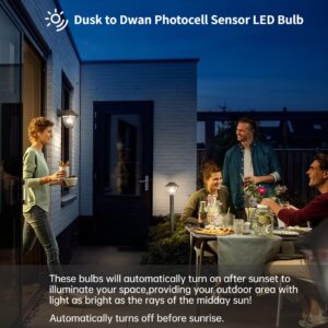 GEPLAD 6 Pack Dusk to Dawn Light Bulbs Outdoor, Sensor A19 LED Light Bulb, Auto on/Off Photocell Automatic for Outdoor Lighting, 5000K Daylight,1,100 Lumens