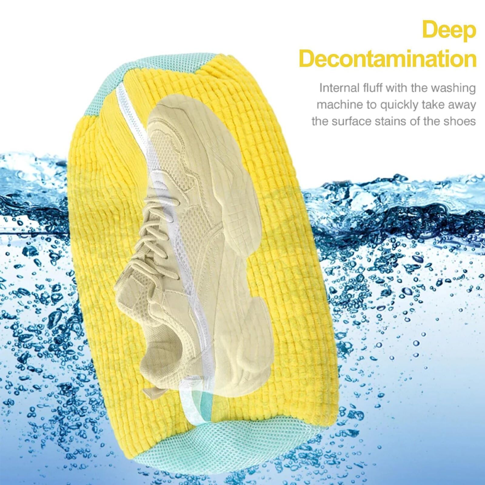 2Pcs Shoe Washing Machine Bag，Reusable Shoe Laundry Bag for Washer and Dryer，Shoe Cleaning Bag for Tennis Canvas Sport Shoes-Yellow