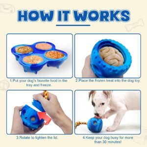 Interactive Frozen Treats Dog Toy with Mold, Dispensing Toys for Aggressive Chewer No-Boredom, Skull Fillable Slow Feeder with Rope, Tough Rubber Puzzle Dog Ball Keep Them Busy Mental Enrichment Toys