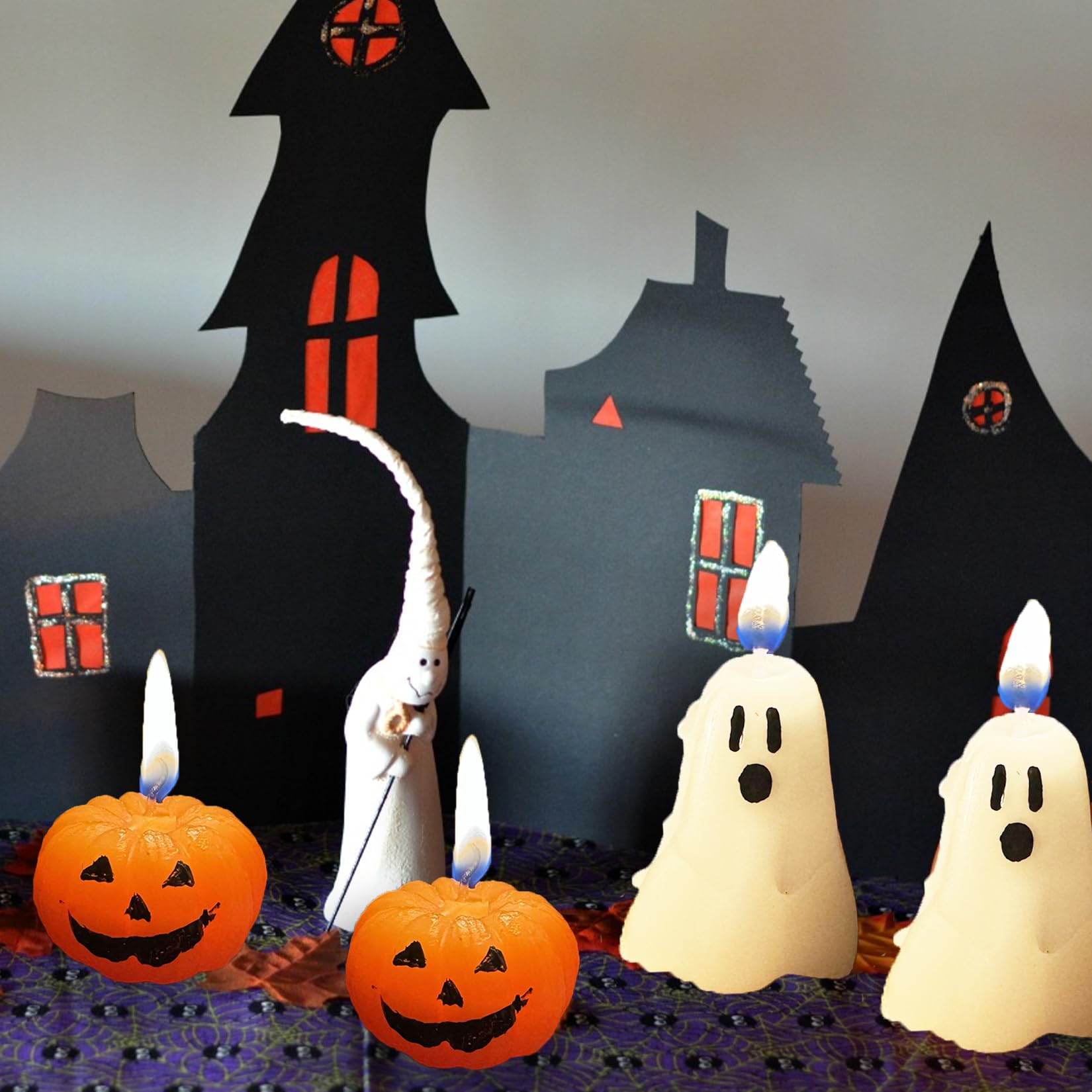 10 Pcs Halloween Ghost Candles Pumpkin Candles, Cute Halloween Candles Thanksgiving Fall Candles Handmade Wax Burning Candles for Halloween Party Decorations Ghost Decor