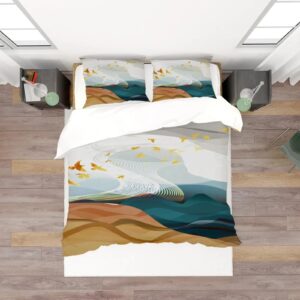 oafuuu luxury 3d bedding set blue abstract waves double duvet cover set bed linen comfortable quilt cover bed 140x200cm(55x79in) threepieceset