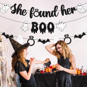 She Found Her Boo Banner Halloween Bachelorette Banner Halloween Bridal Shower Decorations Ghost Bats Spooky Theme Boochelorette Bridal Shower Engagement Wedding Party Supplies