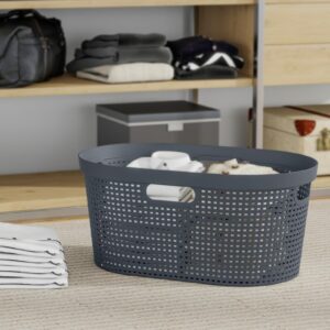 Zerdyne 40 L Plastic Clothes Laundry Basket, 4-Pack Plastic Laundry Hamper with Cutout Handle, Gray