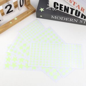 514 PCS Glow in The Dark Stars Wall Stickers for Ceiling, 4 Sizes Glowing Wall Decals Decor Stickers, 3D Green Glowing Stars for Room Decorations